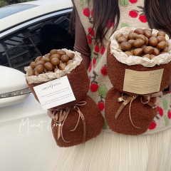 Holiday Lamb's Wool Small Fragrant Wind Fabric Strawberry Cherry Plum Chestnut Fresh Flower Bouquet Bag Fabric Wholesale