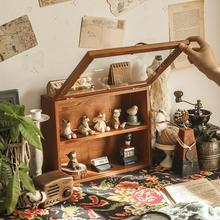 手串收纳盒桌面复古双层实木首饰柜防尘珠宝文玩水晶手链展示架子