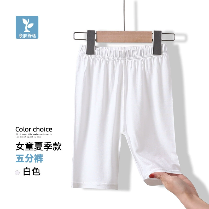 Summer leggings, black children's white colored trousers, for teenagers