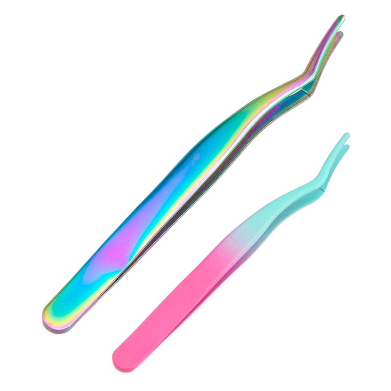 Manufacturer Stainless Steel Grafted Eyelash Tweezers Anti-Shake False Eyelash Assistant Portable Multi-Color Eyelash Curler Beauty Tool