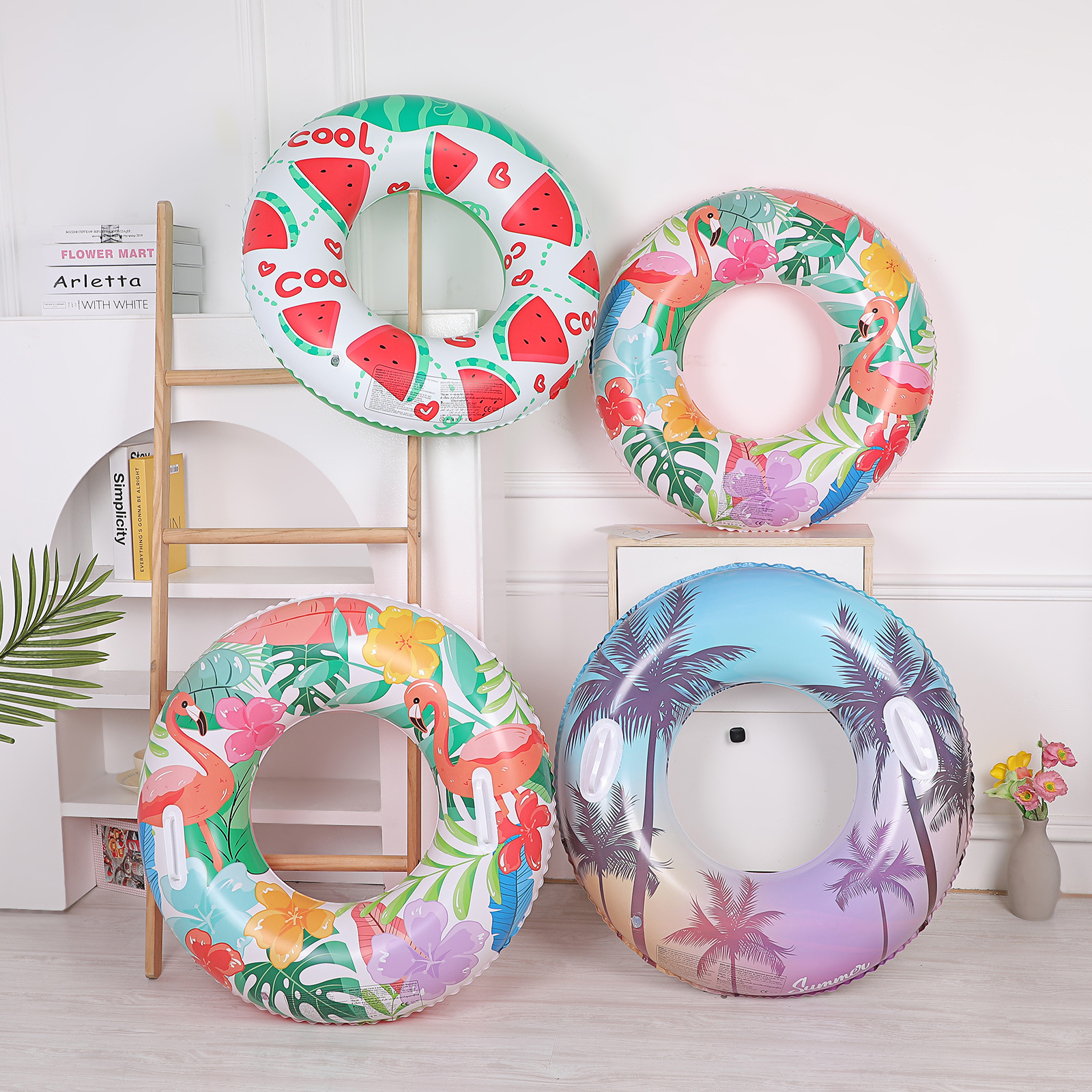 Cartoon cute safe inflatable swimming ring PVC for early age