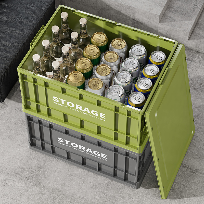 折り畳み収納ボックスプラスチック工業風屋外キャンプ貯蔵箱回転箱密封大容量プーリー付き厚さ|undefined