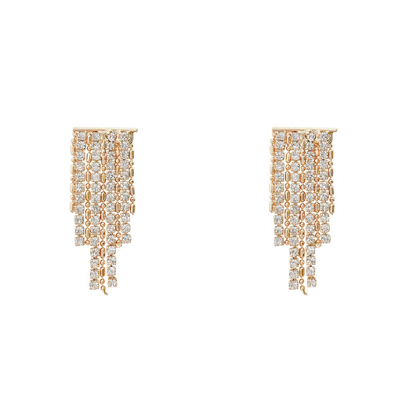 Women's Gender Tassel, Plating, Inlay Design 1 Pair Sweet Geometric Solid Color Tassel Plating Inlay Alloy Rhinestones Drop Earrings