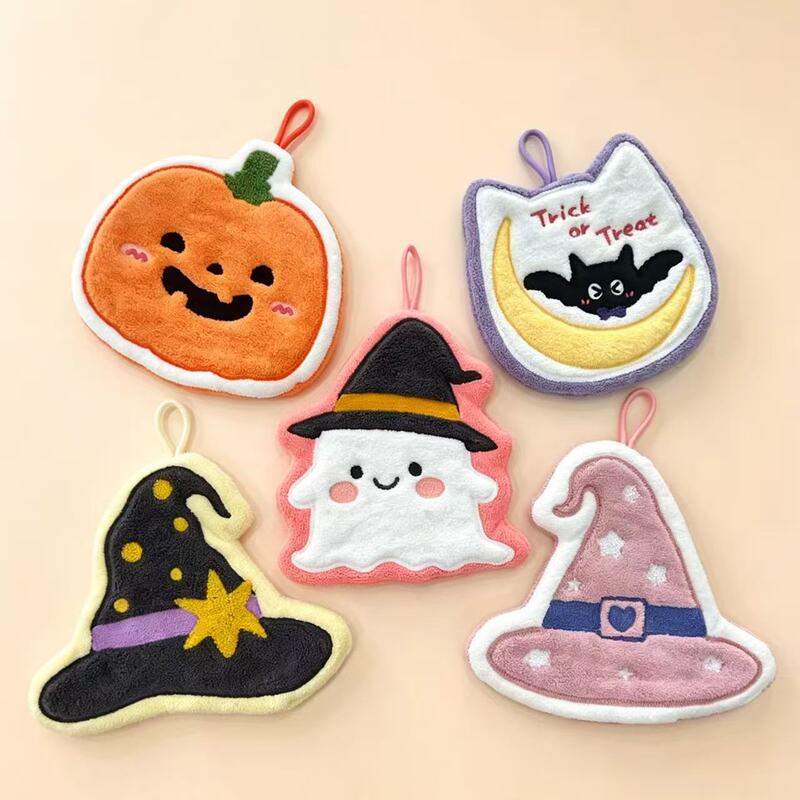Halloween Pumpkin Ghost Hanging Coral Fleece Hand Towel, Lint-Free and Absorbent, Bathroom Hanging Towel, Souvenir Gift Halloween Pumpkin Ghost Hanging Coral Fleece Hand Towel, Lint-Free and Absorbent, Bathroom Hanging Towel, Souvenir Gift