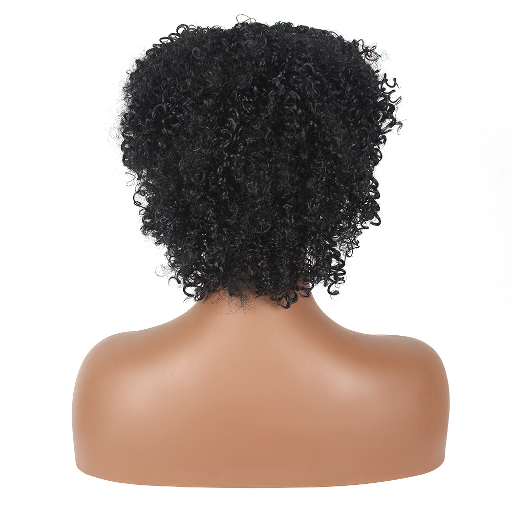 synthetic wig Small black short curly wig rose net_voghion.com