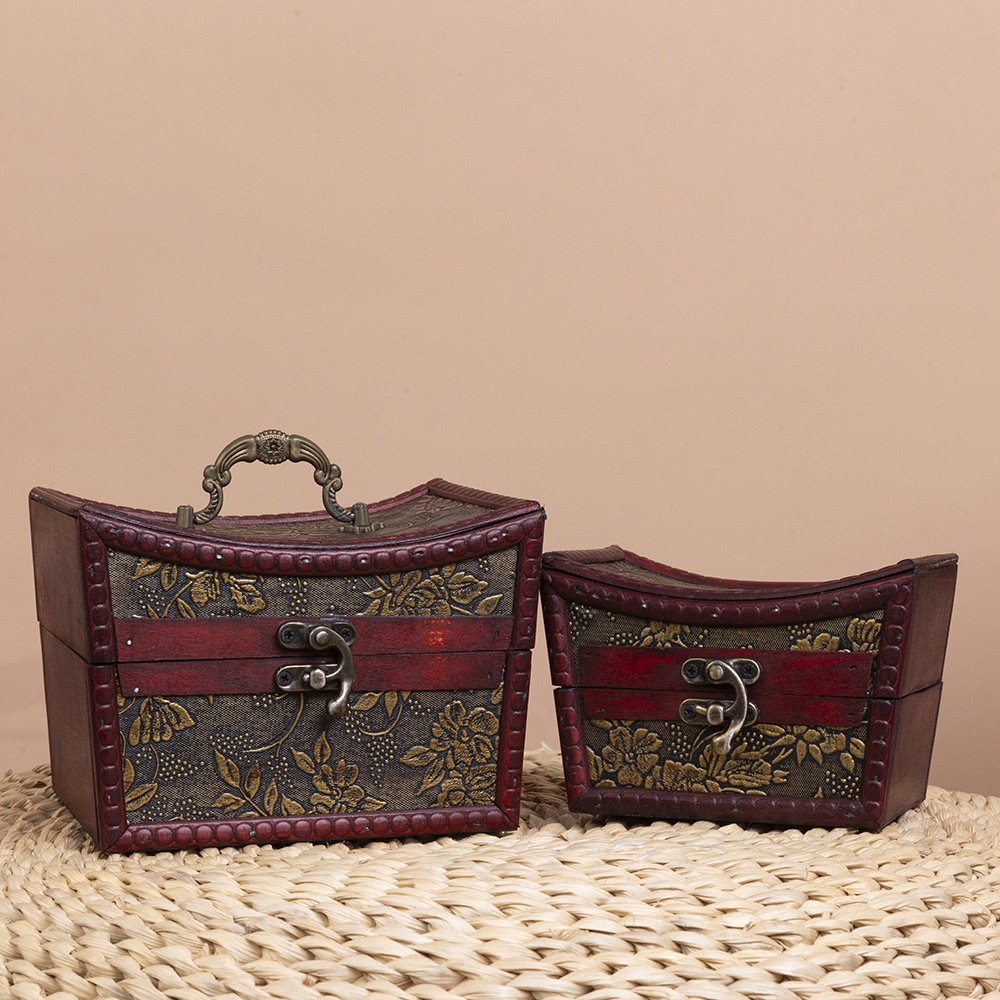 复古木质收纳盒密码锁海盗百宝箱影视拍摄剧本杀装饰道具木盒礼盒