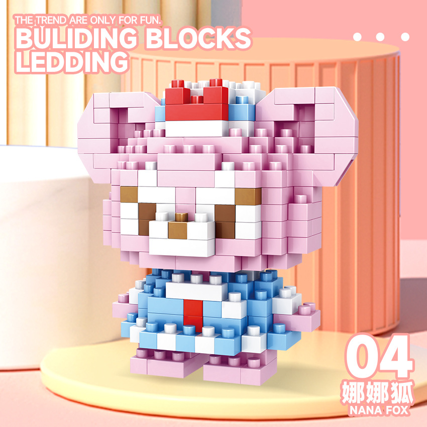 Bloques de construcción de micropartículas para niños decoración de muñecas de dibujos animados de animales juguetes ensamblados creativos para niños y niñas puesto de regalo al por mayor