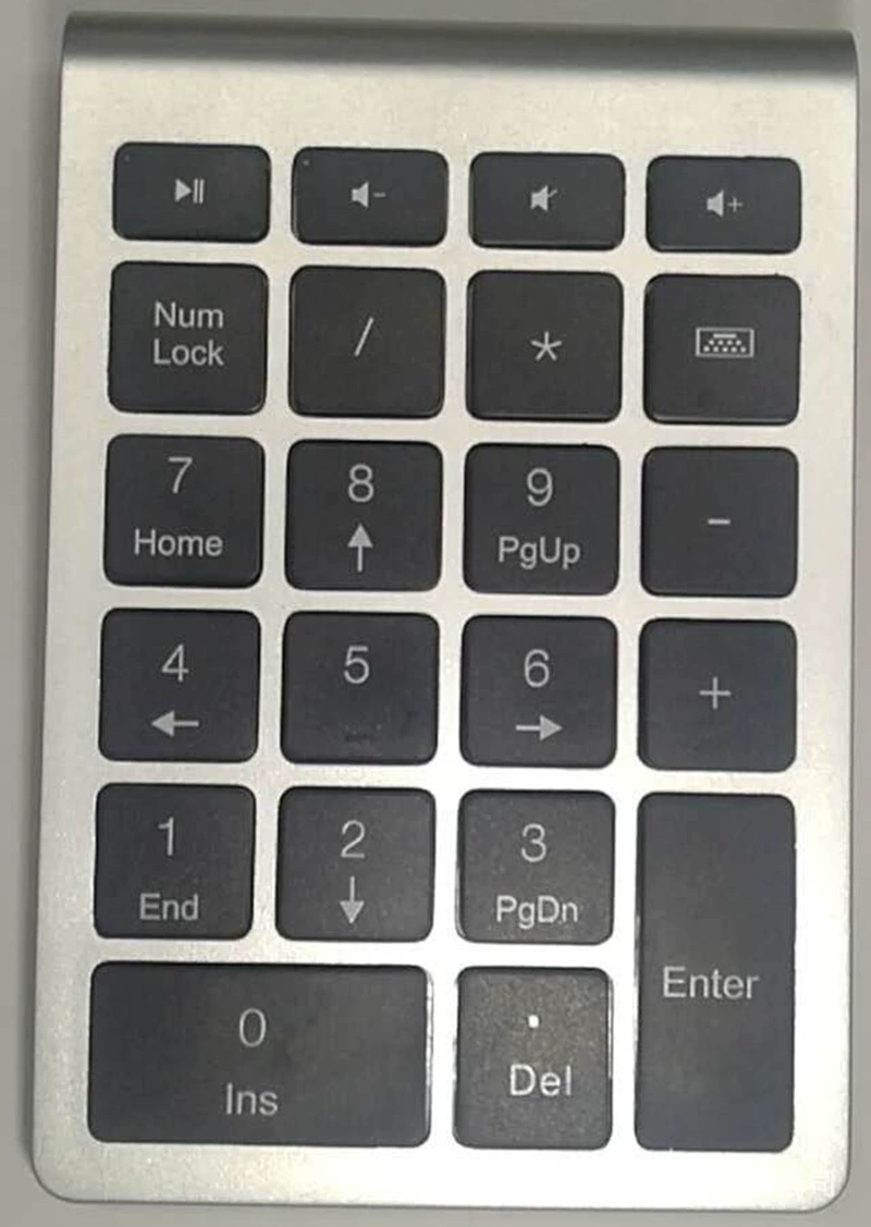 22-key wireless numeric keypad, Bluetooth 5.0 / 2.4G, ABS scissor-switch, battery-powered 2×AAA