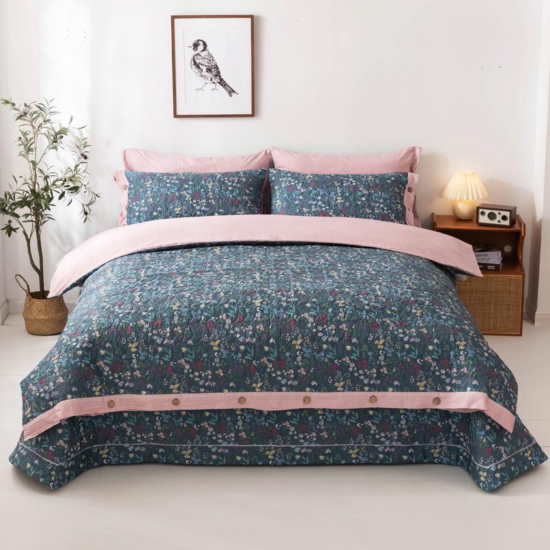Cubierta de cama de algodón de cuatro piezas, cubierta de colchón de cuatro piezas