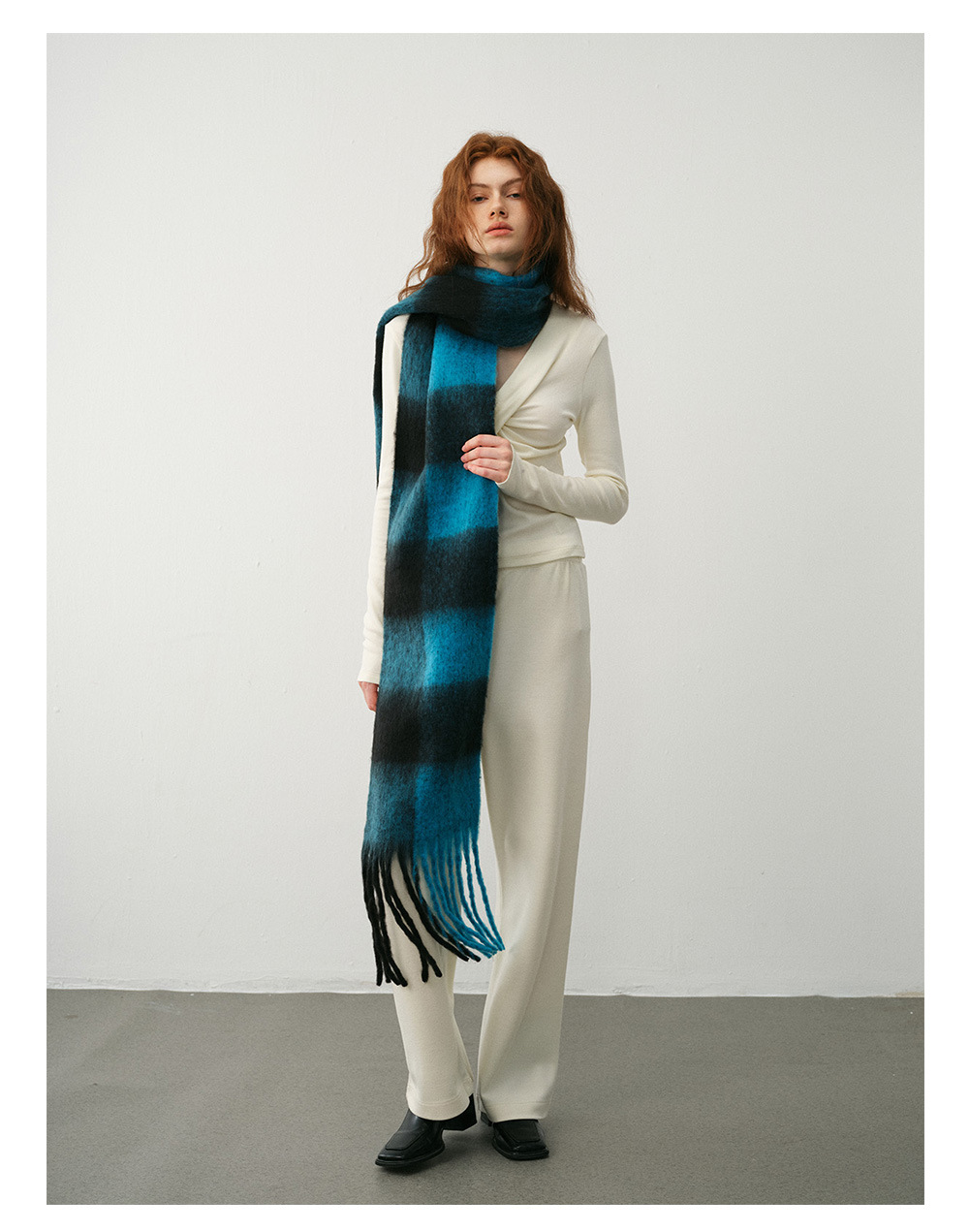 Designer's Nische Erweiterter Fransenschal Schachbrett Schachbrett Kaschmirschal Damen Winterambiente Schal_voghion.com