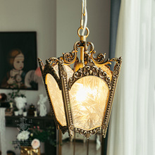 北欧复古西洋古董全铜美式冰花吊灯日系吧台床头玄关过道餐厅灯具