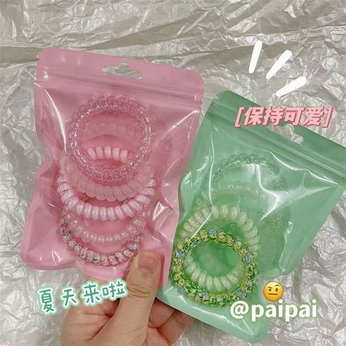 5 pieces ~ jelly color phone cord hair band summer new style seamless and hair-free headband gradient sweet and versatile headwear