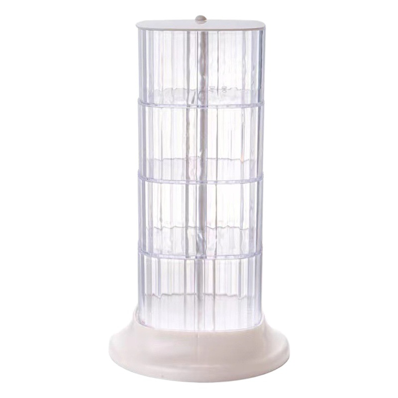 Caja de almacenamiento de soplo de huevo de belleza 4 capas giratoria a prueba de polvo transparente escritorio polvo suelto polvo de miel maquillaje algodón almacenamiento transpirable