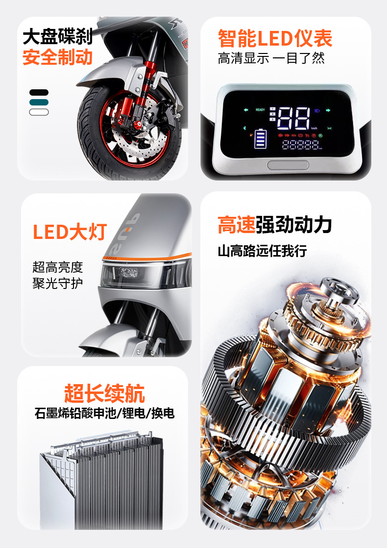 New Cool Cow electric delivery vehicle 72v electric motorcycle, long-distance climbing king electric bike, high-speed high-range electric motorcycle