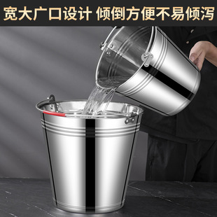 Portable Ice Bucket Kindergarten Trash Can with Lid Oil Bucket Iron Bucket Home Kitchen Canteen New Product Stainless Steel Qinxuan