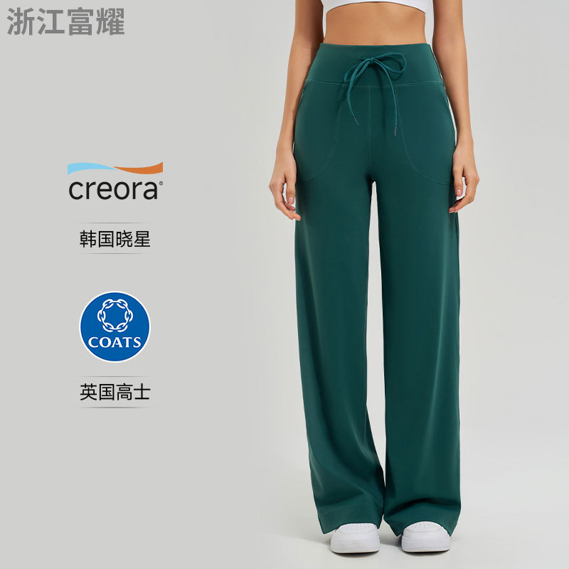 Pantalones de gimnasio elásticos de cintura alta al aire libre, ropa de yoga de lu lu transpirable, pantalones de piernas largas sueltas