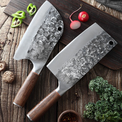 中式鍛打雙鋼頭斬切刀 鋒利廚房切肉切片刀 雞鴨鵝片肉刀斬排骨刀