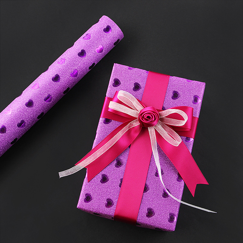 Papel especial de Amazon, papel brillante, papel de regalo, papel con purpurina, papel recubierto con película multicolor, papel de regalo al por mayor, recuerdos