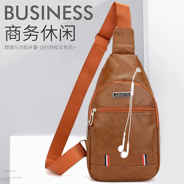 Chest Bag Pu New Style Men's Bag Multi-Purpose Travel Outdoor Portable Backpack Casual Sports Shoulder Bag Men's Crossbody Bag