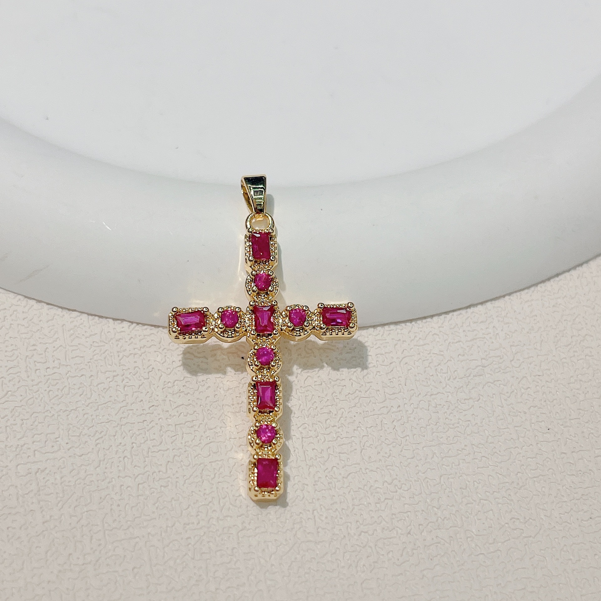 10g Weight Pendant Jewelry Making Type Zircon Inlay Material 1 Piece Copper Zircon Cross Colorful Pendant Charms Necklace Jewelry Accessories