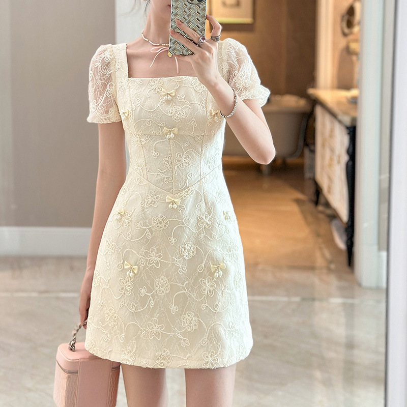 法式订婚小礼服2025夏季新款女装小个子平时可穿方领连衣裙9082|undefined