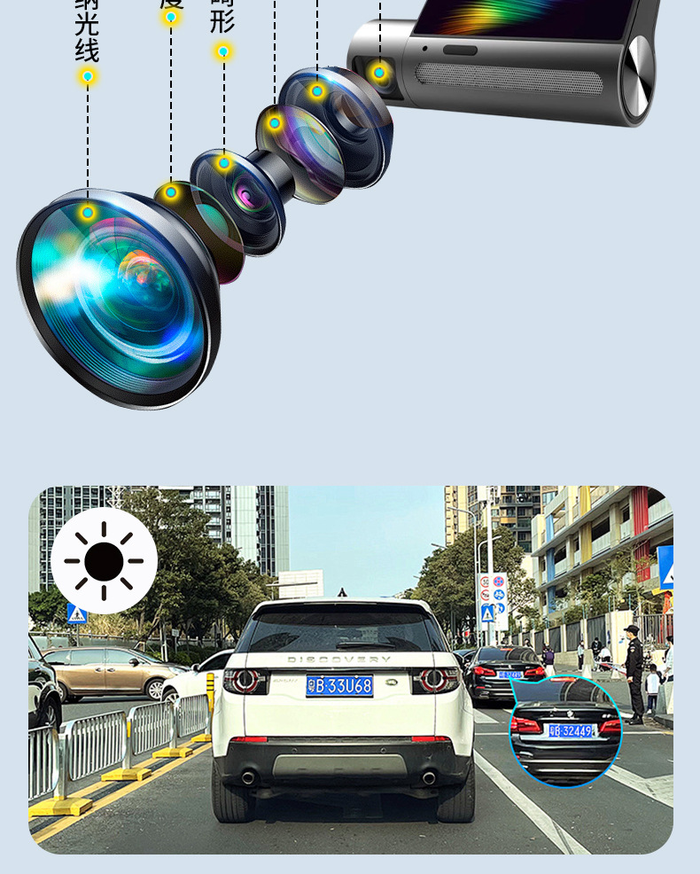 4K High-Definition Dash Cam with Dual Front and Rear Recording, Wifi Connectivity, Pure Aluminum Alloy Shell, Motion Detection, 3inch Screens