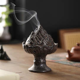 仿古铁绣釉创意陶瓷香炉盘香炉家用室内安神茶道沉香檀香香插香座