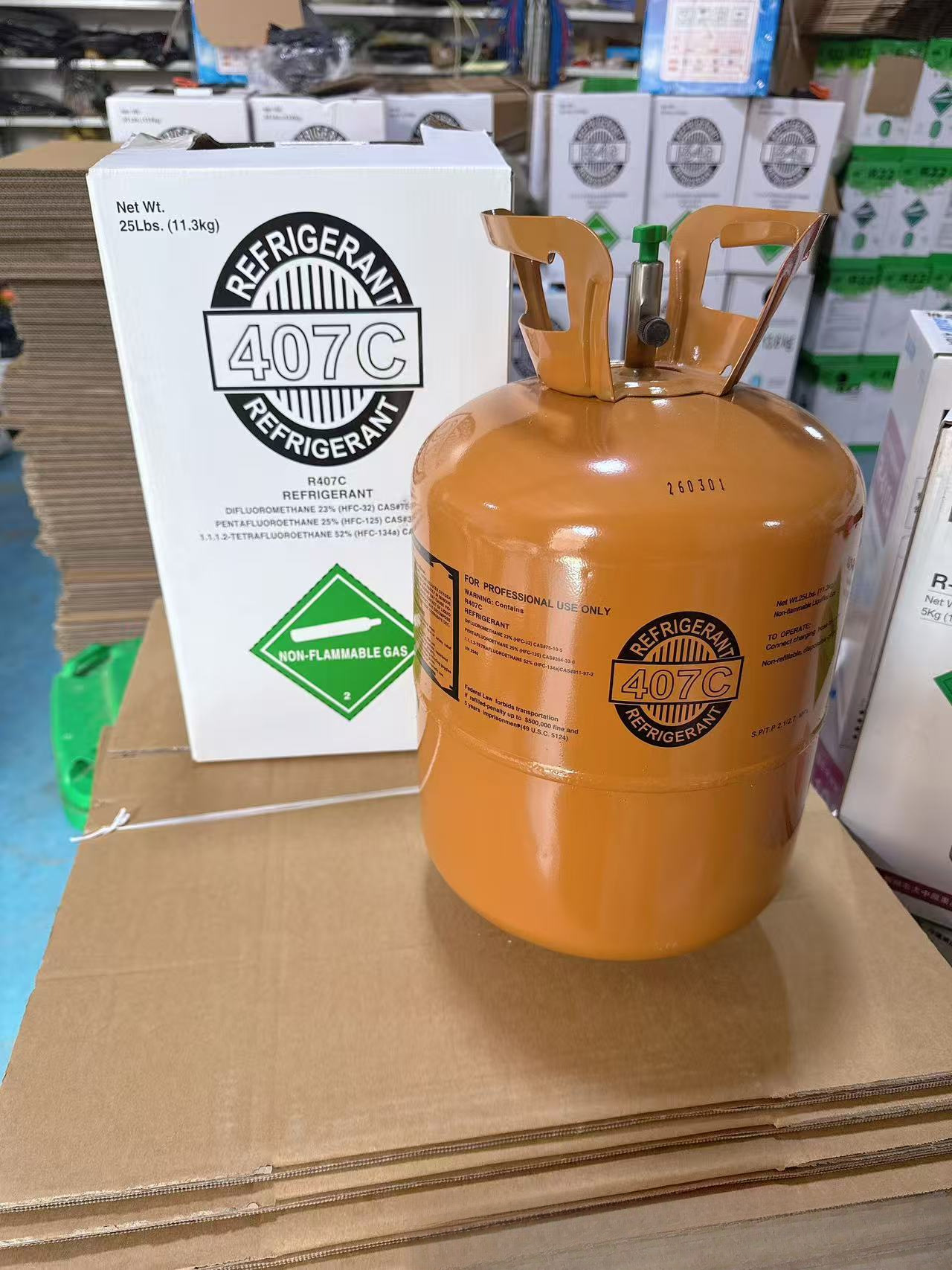 R407 Refrigerant Factory Wholesale Refrigerant Freon Air Conditioning Refrigerant Net Weight 11.3kg Cross-Border Export Free Shipping
