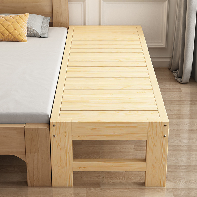 Spliced ​​Bed, Widened Bedside Solid Wood Children's Bed with Guardrail Side, Baby Bed, Crib Spliced ​​Into Large Bed