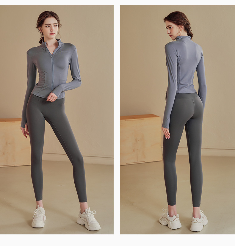 Fleece Slim Stand-up Neck Zipper Jacket Women's Fitness Running Yoga Clothes Women's Fitness Clothes_desvips.com