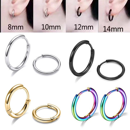 Korean hot-selling stainless steel earrings cross-border new style round ring circle men's ear studs European and American body piercing jewelry 