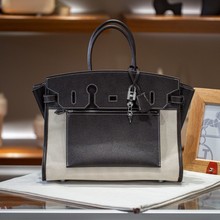 头层福宝马鞍皮杜克普45度斜针工艺对版包王铂金30/35真皮手提包