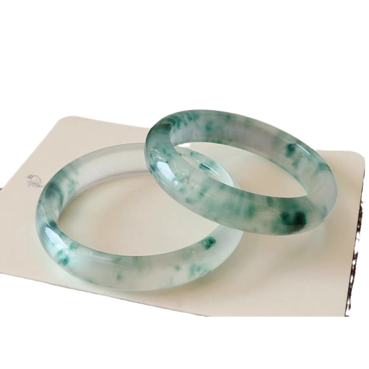 여성용 천연 얼음 제이드 제이드 팔찌, 물 제이드 팔찌, 어머니를 위한 둥근 맑은 물 떠다니는 꽃 제이드 팔찌