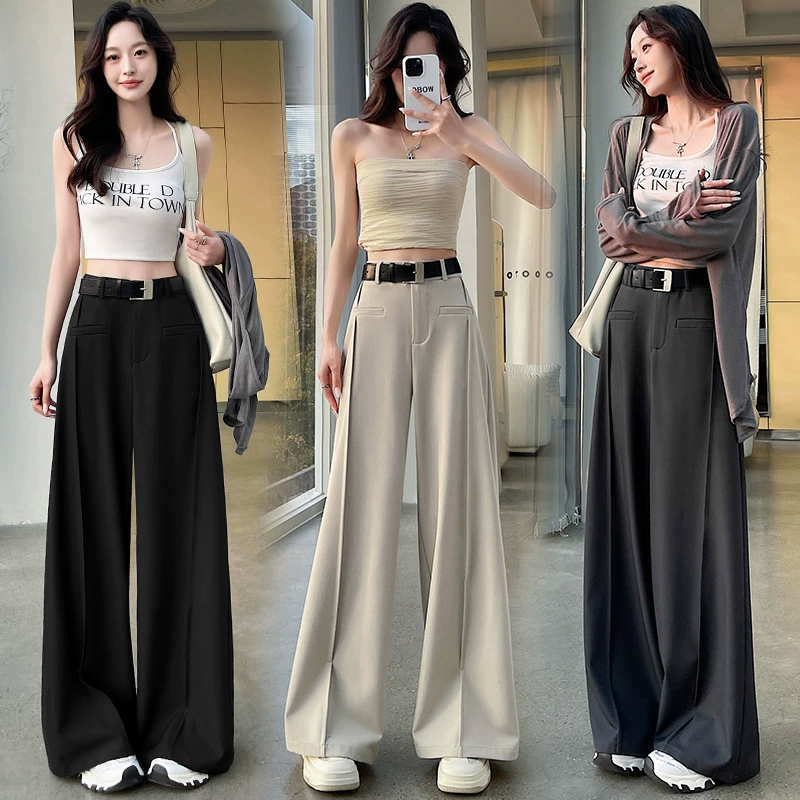 Classic Suit Jacket with High-Waist Loose Straight Trousers, Spring Style, High Quality