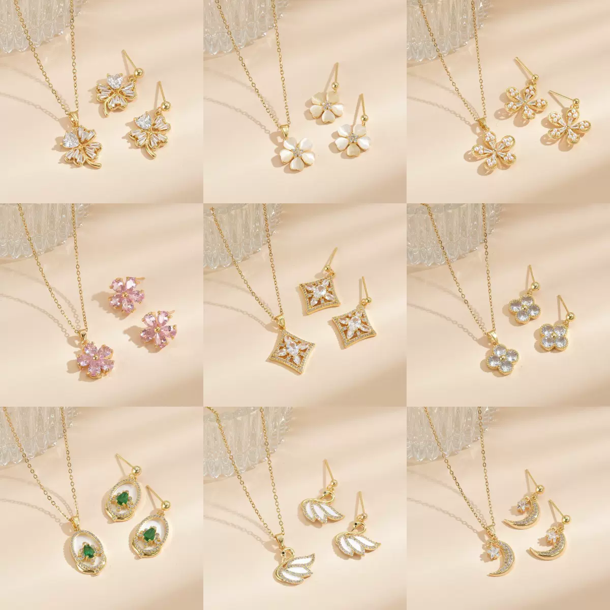 跨境爆款项链耳环首饰套装女2025年新款高级钛钢耳饰饰品套装批发