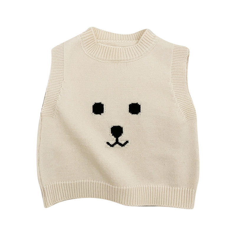 Bebé otoño invierno chicas coreanas dibujos animados lindos chaleco de punto de otoño vestido de bebé comodidad para usar clip de hombro