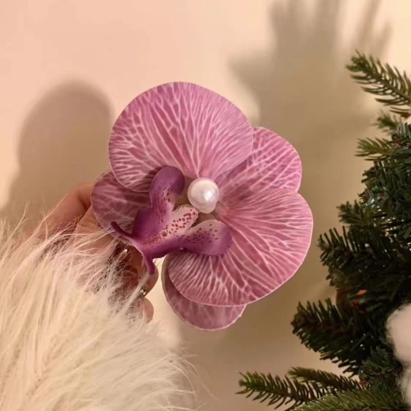 超仙仿真玫瑰花发夹后脑勺气质低马尾百合花朵抓夹氛围感百搭发饰|undefined