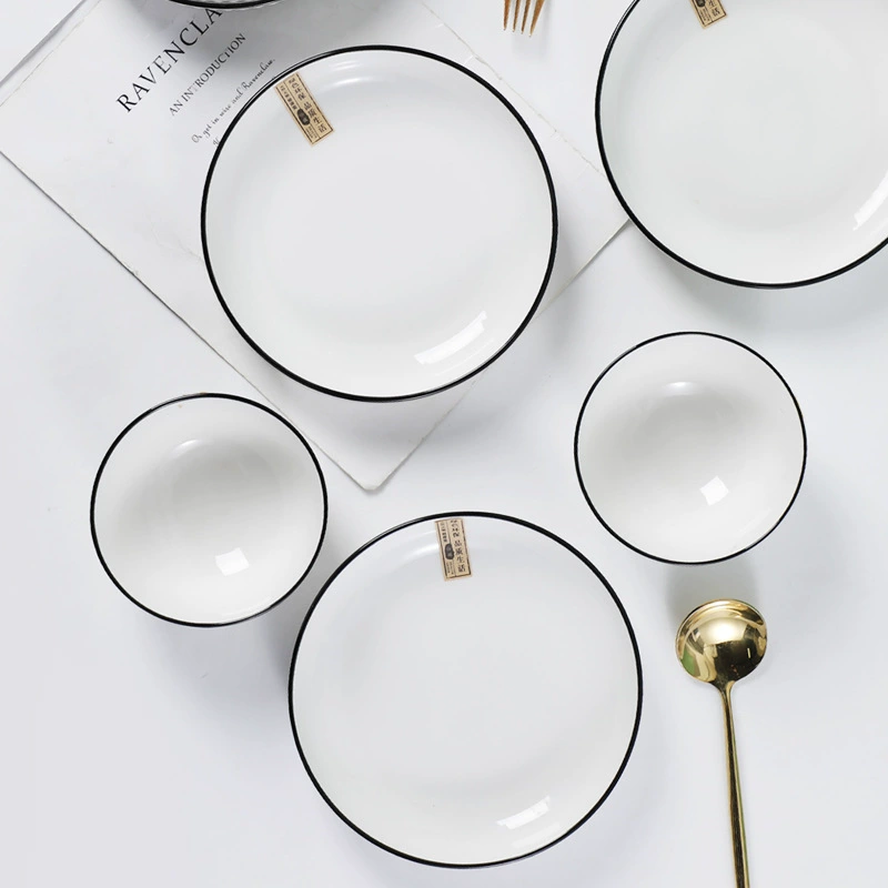 #dishplateHome тарелка с высоким внешним видом интернет-знаменитость вертикальный узор японская глубокая тарелка для супа керамическая тарелка блюдо для жарки блюдо