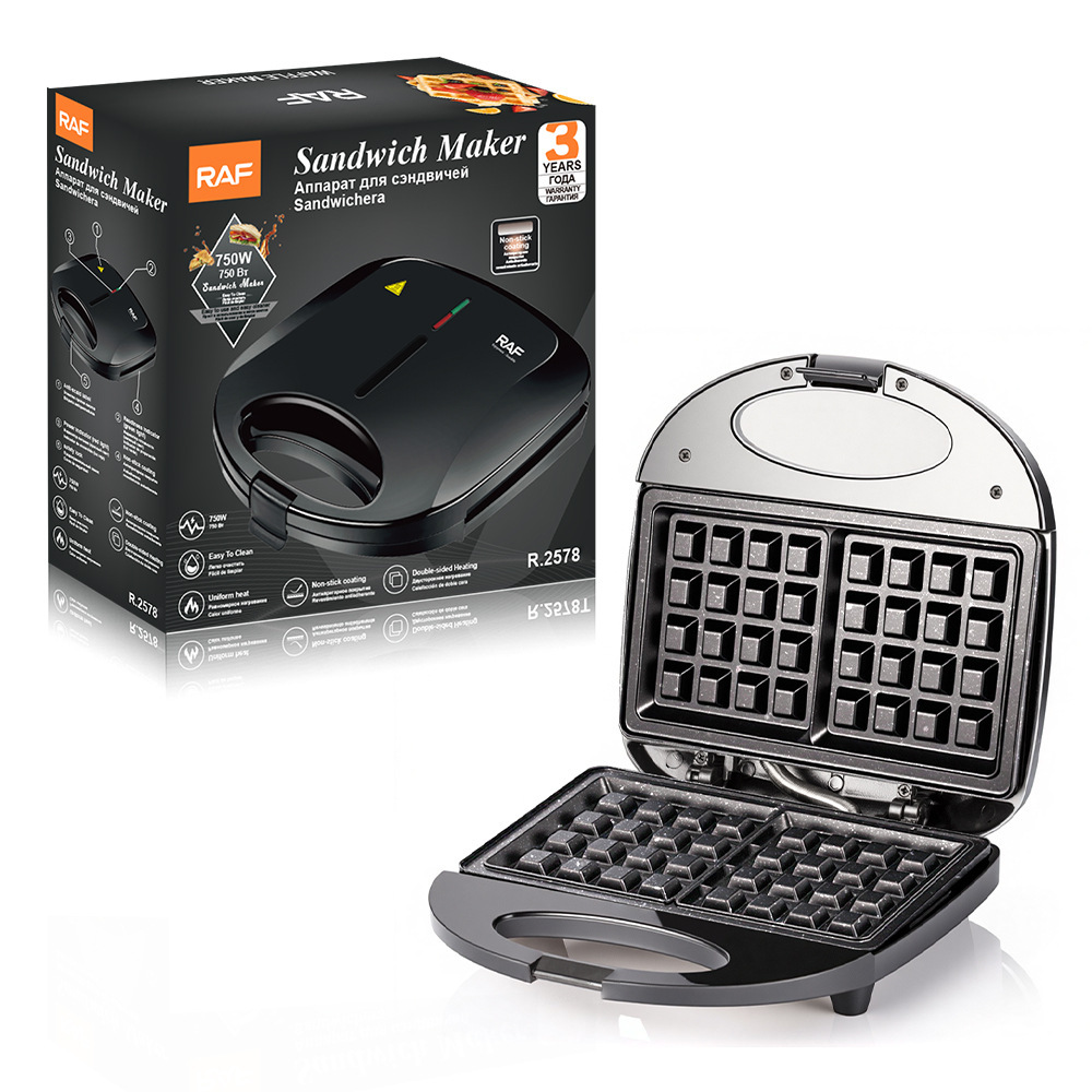 RAF europeo, hogar transfronterizo, fácil de limpiar, máquina de desayuno de doble cara, máquina de gofres, máquina de pasteles de calentamiento multifuncional