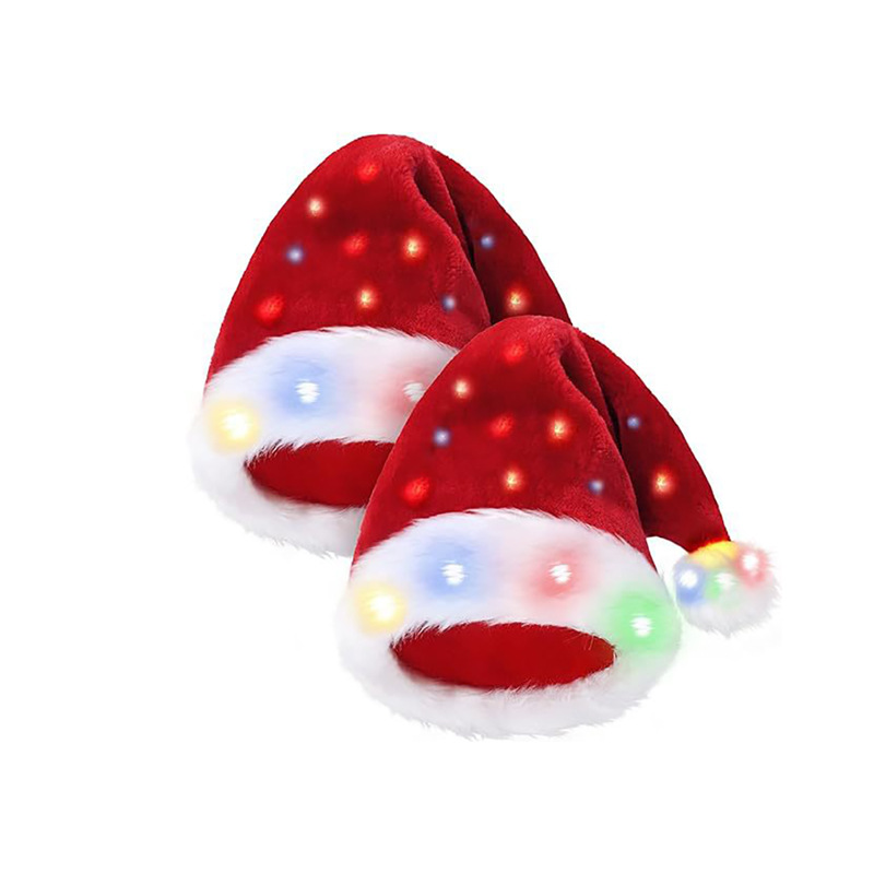 Christmas decoration plush luminous led adult Christmas hat party dress up decorations_voghion.com