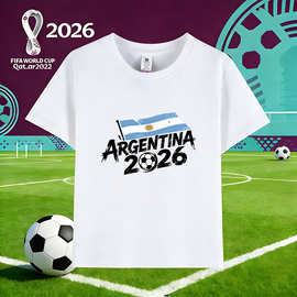 2026美墨加世界杯 各国标志印花180克精梳棉短袖儿童装T恤60314-5