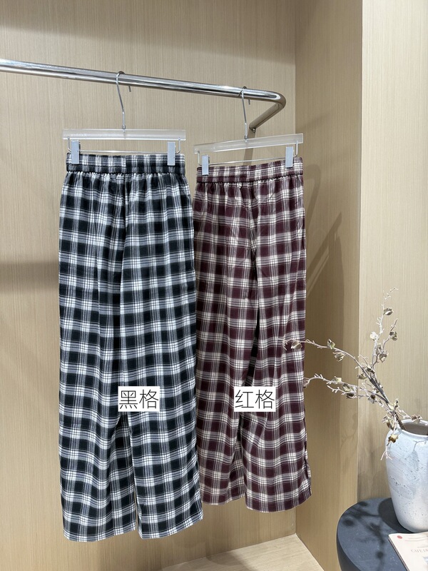 【Rainbow】十三行秋季新款格子休闲裤女宽松垂感格纹长裤子99326|undefined