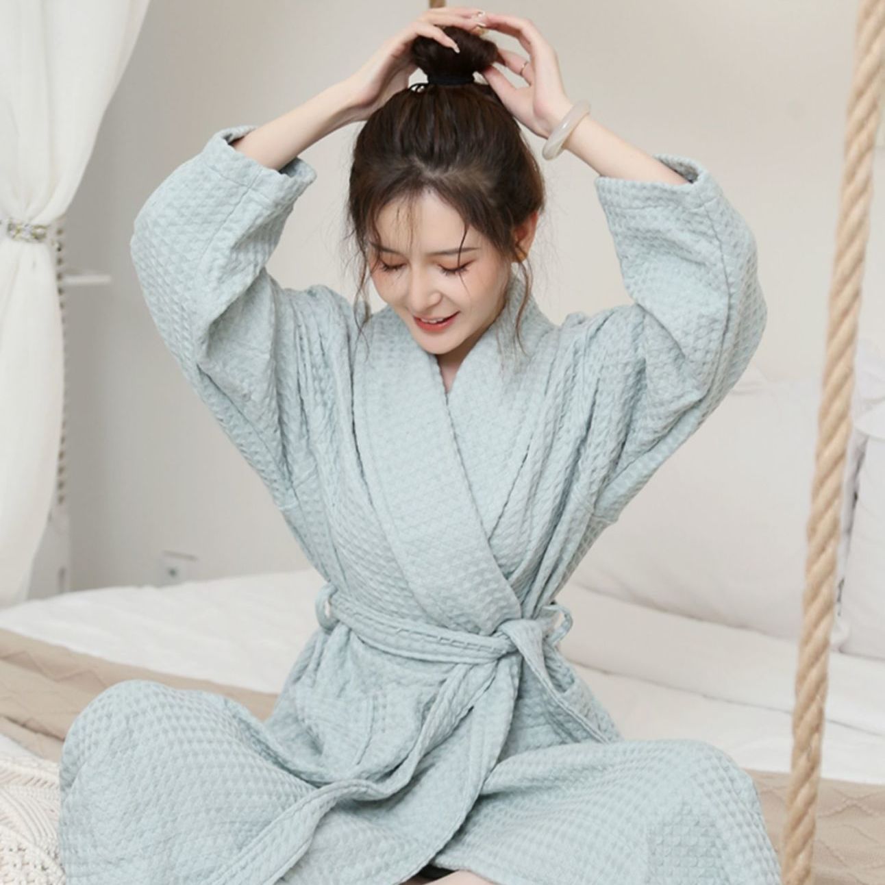 목욕 가운 여성의 순면 흡수성 빠른 건조 홈 옷 면화 클래스 입욕 후 남성 커플을위한 사계절 유니버설 목욕 가운