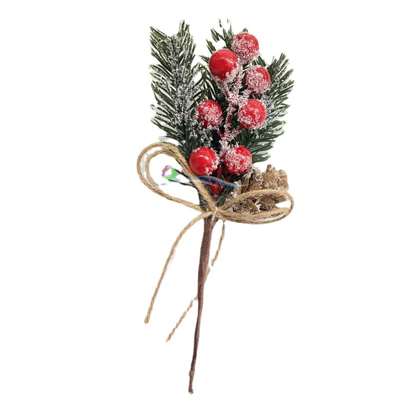 Кросс-бордер Christmas branches декор снег сосновые иголки цветы ветви украшения рождественский день моделируемое растение красный плод биты