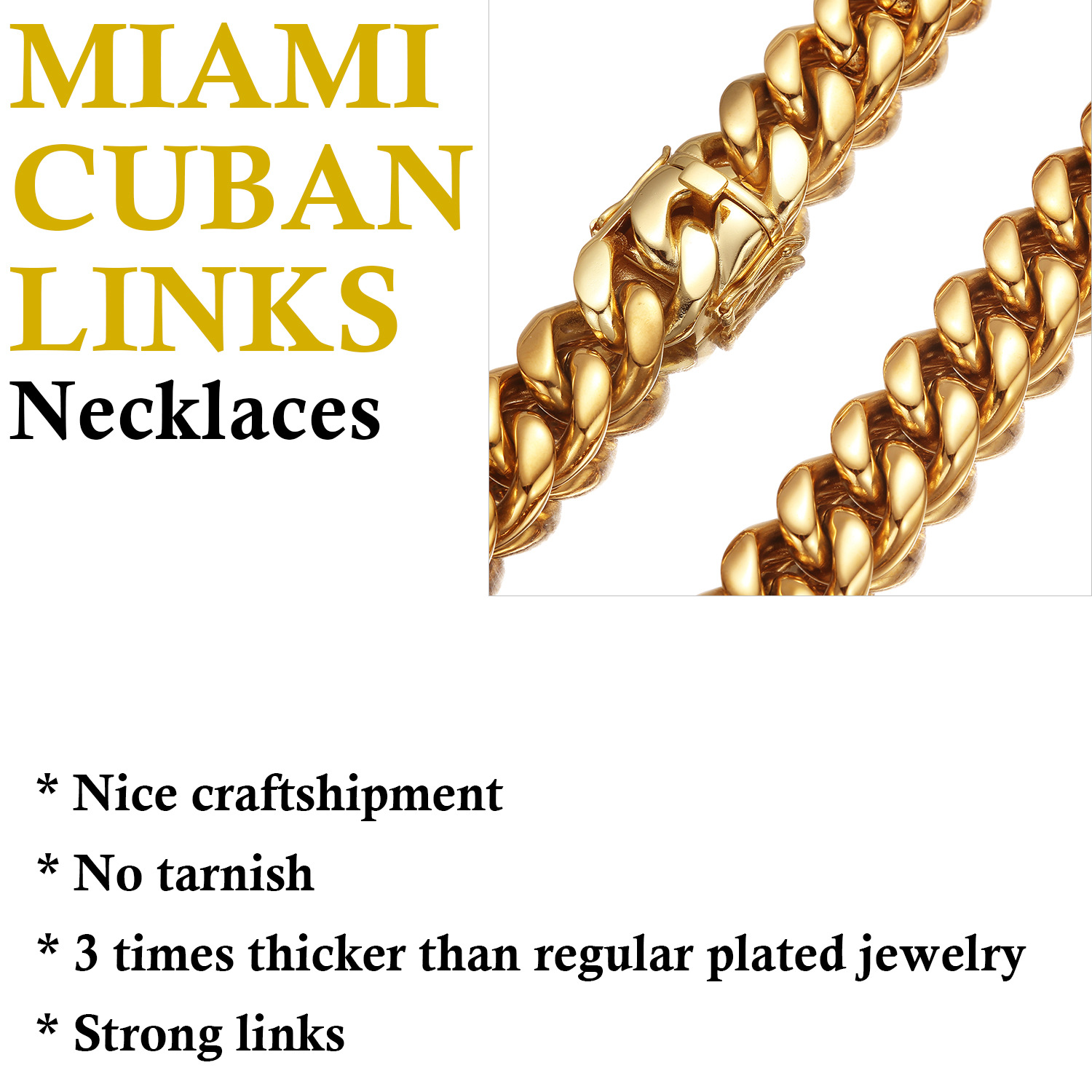 Unisex Gender Hip-Hop Punk Geometric 304 Stainless Steel Polishing Unisex Chain Necklace Men Chain Necklaces