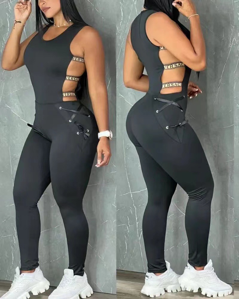 224g Weight Full Length Pants Length Polyester Fabric Type Mid Waist Waist Line Women's Daily Bodysuits Sexy Solid Color Full Length Jumpsuits