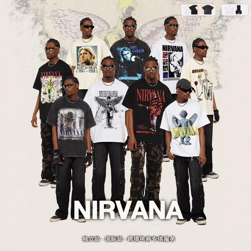 Large Size Pure Cotton Short-Sleeved T-Shirt [Nirvana Band] Trendy Brand Summer Oversize Loose Casual Top
