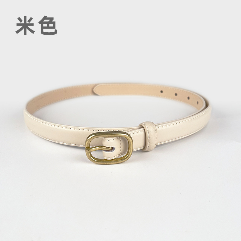 Correa delgada de cuero de las mujeres pantalones casuales pantalones vaqueros estilo coreano de moda todo partido simple de cuero de vaca cinturón de las mujeres