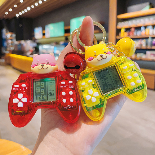 Creative cartoon personality mini game console keychain cute handheld Tetris game console internet celebrity pendant