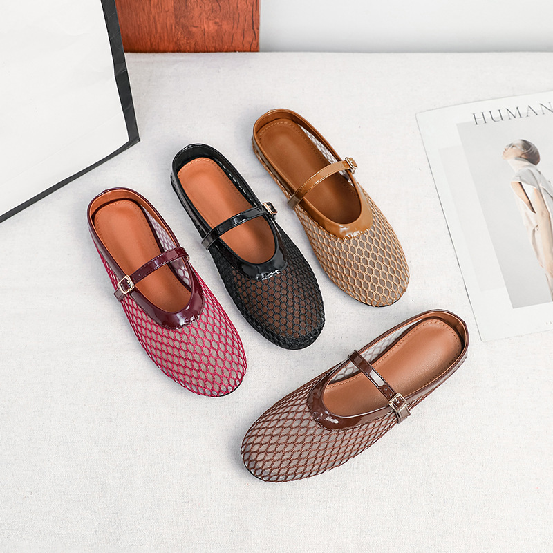 Flat Hollow-Out 2026 Summer New Style Sandals for Women, Fishnet Shoes, Mesh Shoes, Mary Jane Shoes, Ballet Shoes for Women